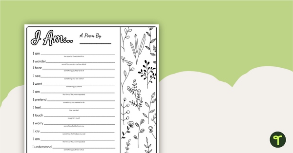 Go to I Am Poem Template teaching resource