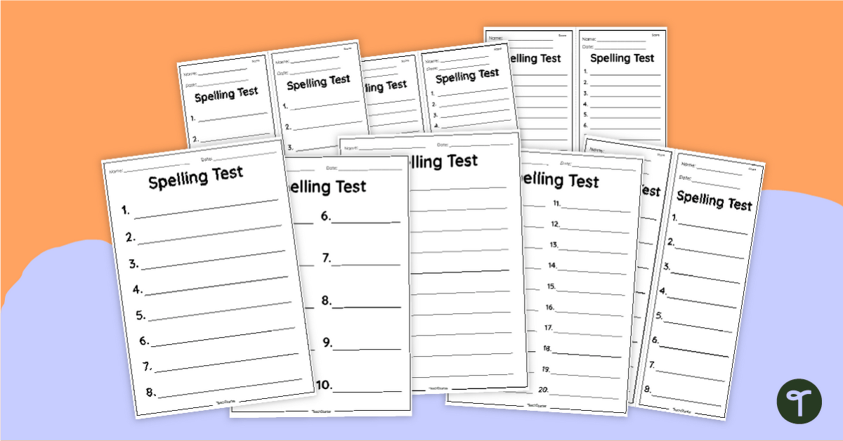 Spelling Test Template Pack teaching resource