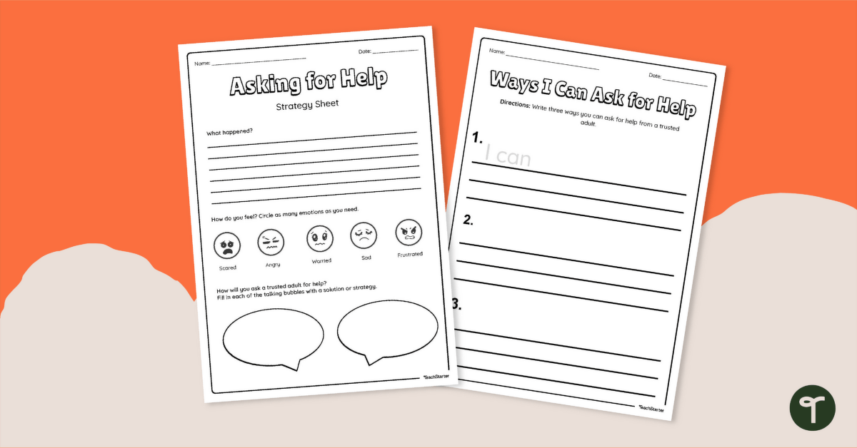 Asking for Help Strategy Sheet teaching resource