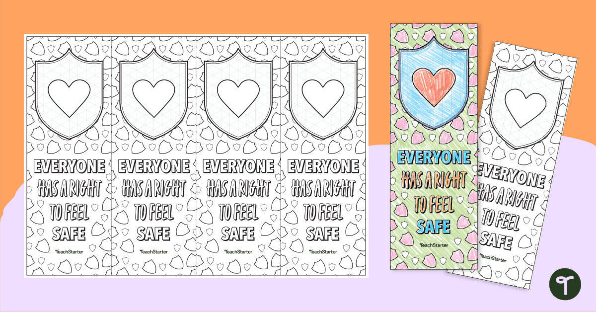 Safeguarding Bookmark Colouring Activity teaching resource