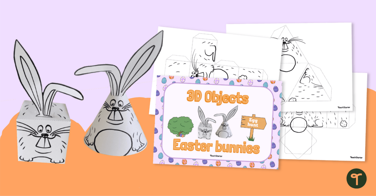 3D Object Easter Bunny Templates teaching resource
