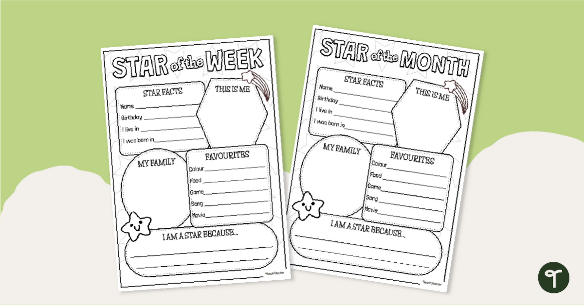 Star of the Week Poster Templates teaching resource