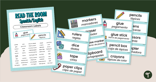 Go to Dual Language Labels - Spanish Classroom Objects teaching resource