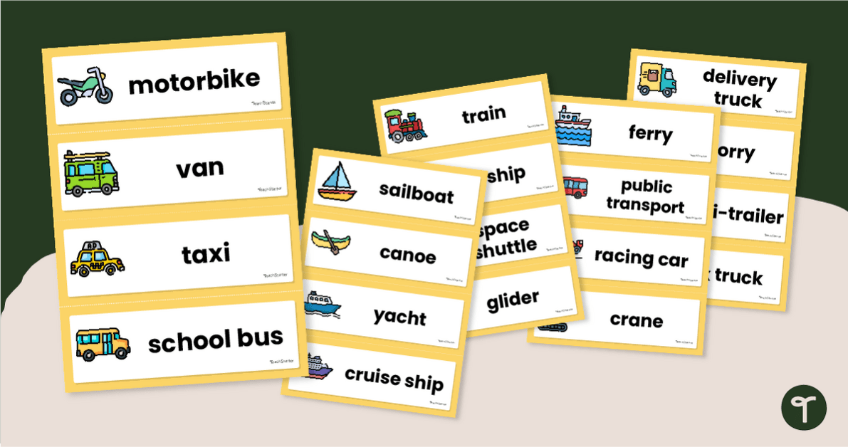 Transportation Word Wall Vocabulary teaching resource