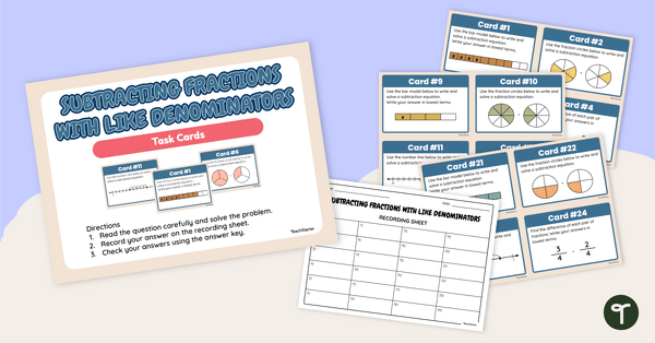 Go to Subtracting Fractions With Like Denominators Task Cards teaching resource