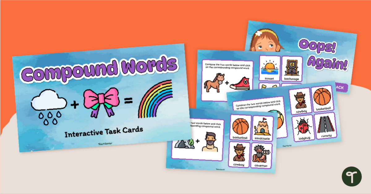 Compound Words Self-Checking Digital Game teaching resource