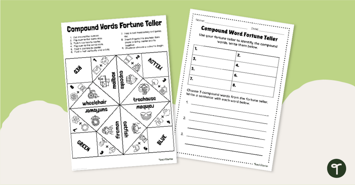 Compound Words Chatterbox Template teaching resource