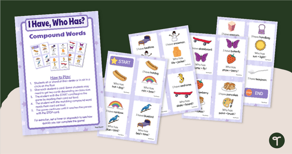 Go to Compound Words I Have, Who Has? Game teaching resource