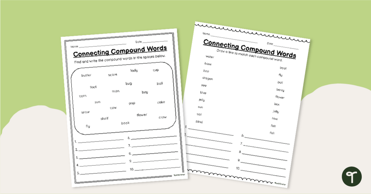 Combining Words - Compound Word Worksheets for Kids teaching resource