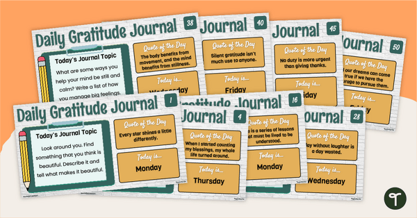 Go to 50 Gratitude Journal Prompts for Kids - Slide Deck teaching resource