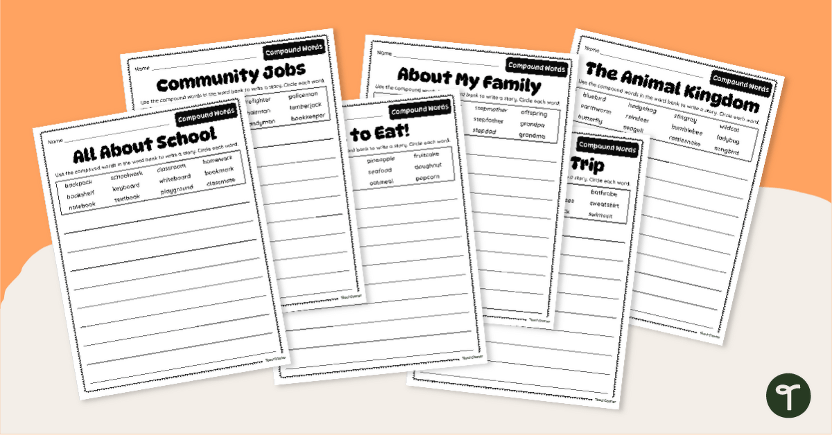 Writing with Compound Words Worksheet Pack teaching resource