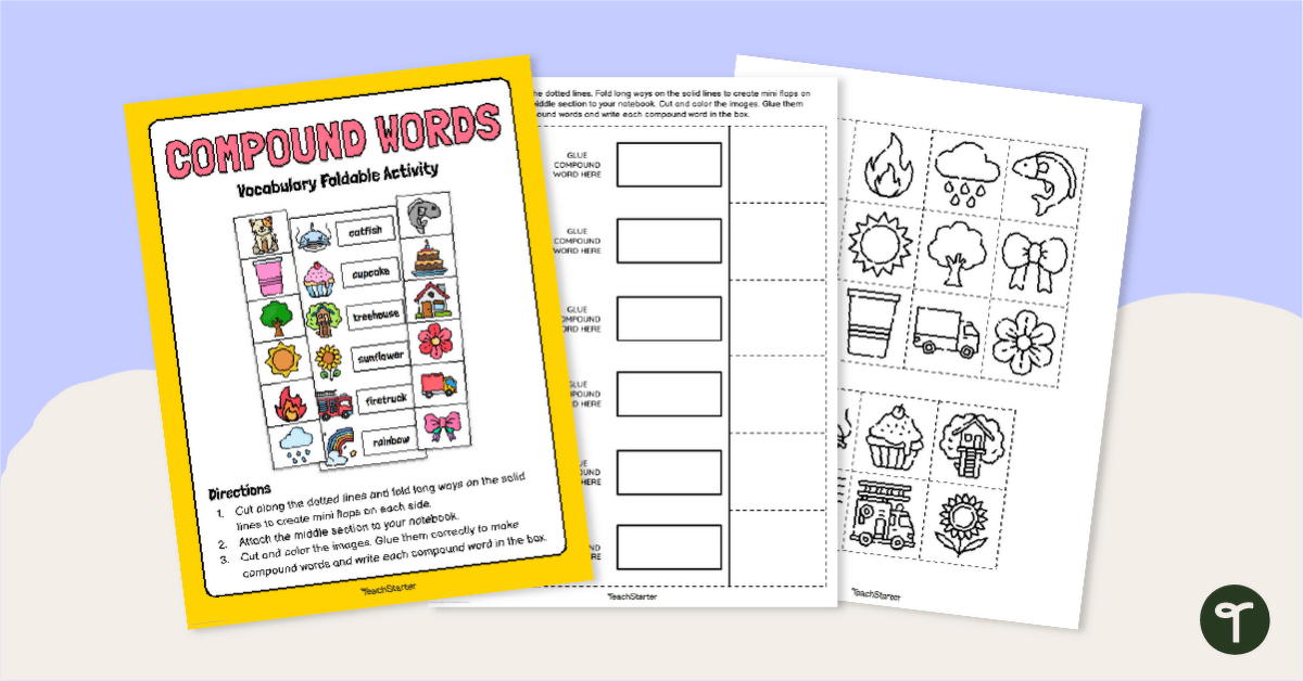 Compound Words Vocabulary Foldable teaching resource