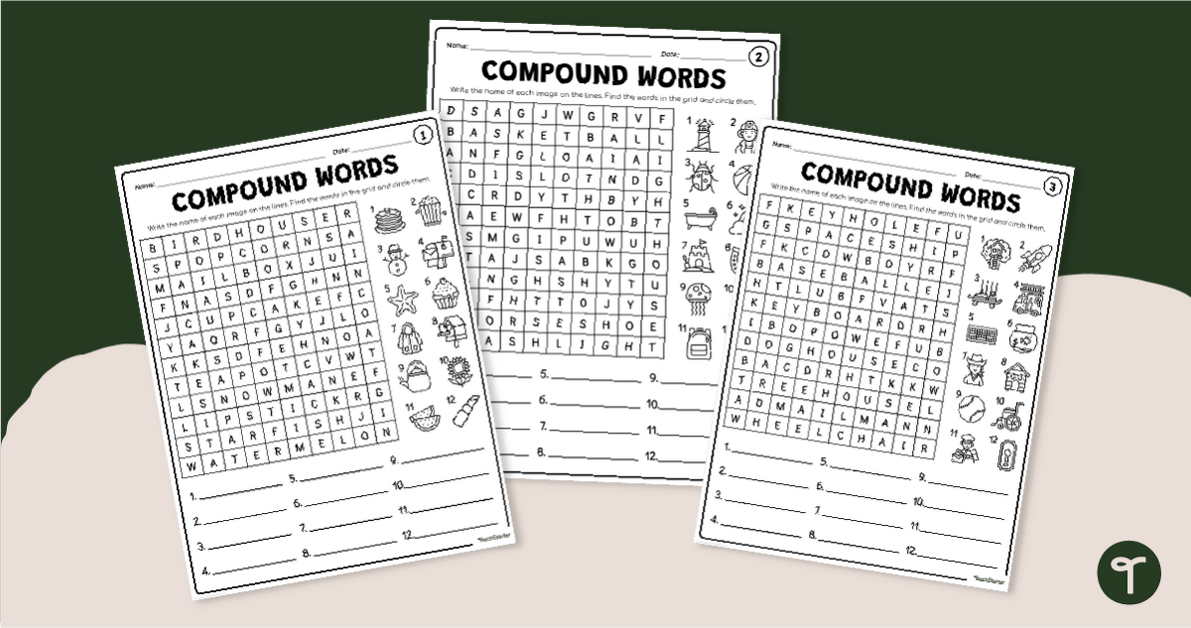 Compound Words - Word Search Pack teaching resource