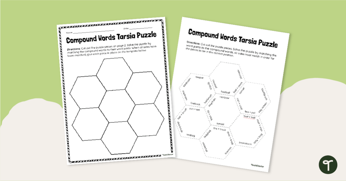 Compound Words Tarsia Puzzle teaching resource