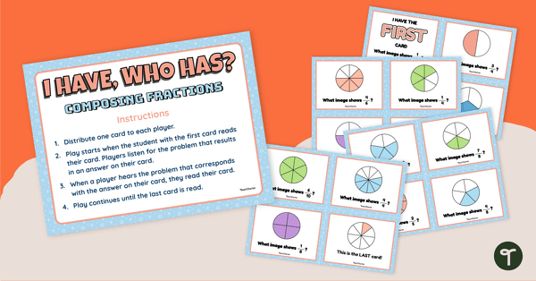 Go to I Have Who Has? Game – Composing Fractions teaching resource