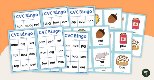 Go to CVC Words Bingo Game teaching resource