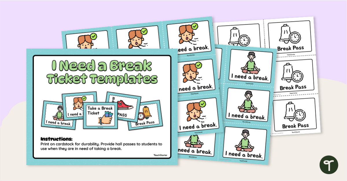 I Need a Break! Card Templates teaching resource