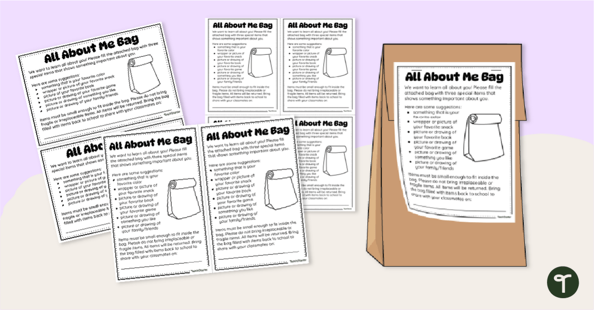 All About Me Bag Ideas & Tag Template teaching resource