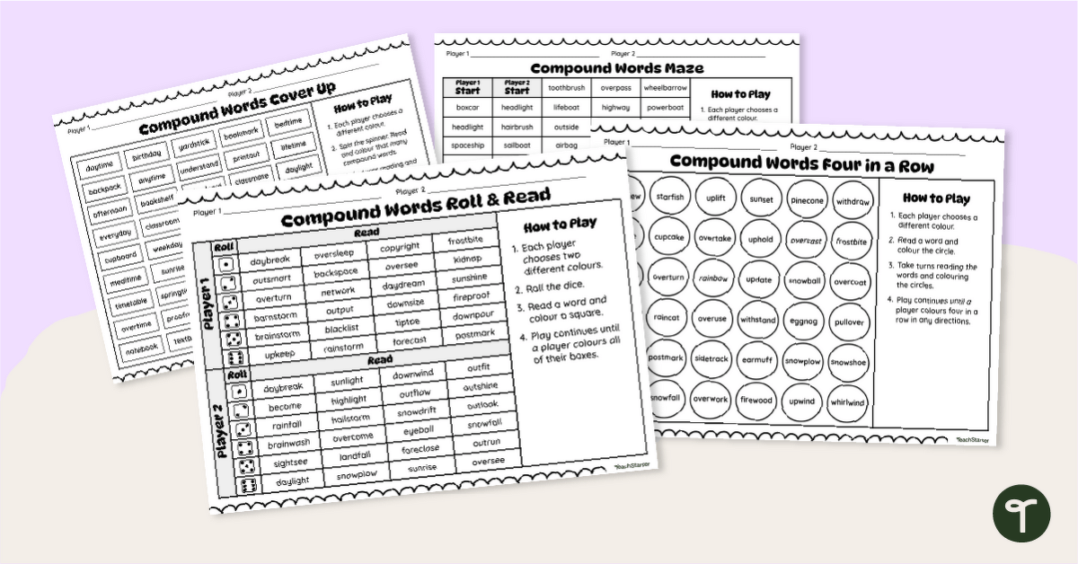 Compound Word Games for Partners teaching resource