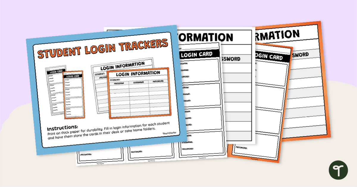 Printable Password Log - Free teaching resource