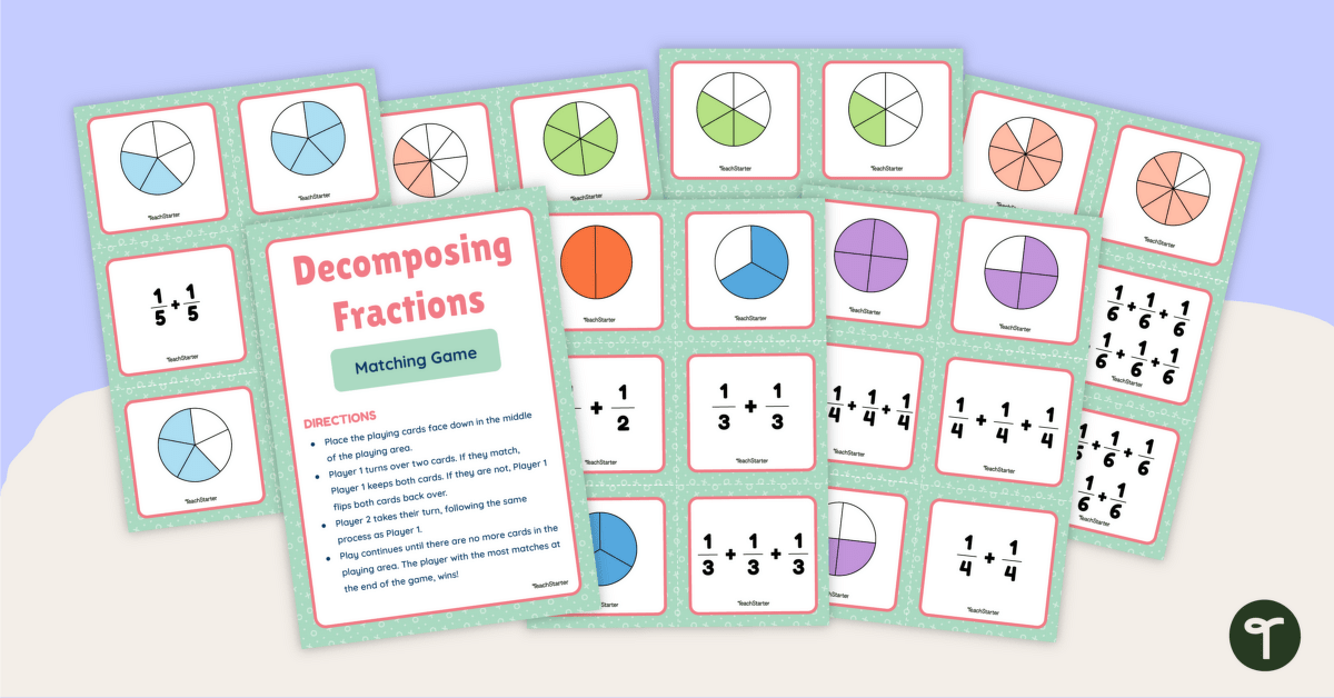 Decomposing Fractions Matching Game teaching resource