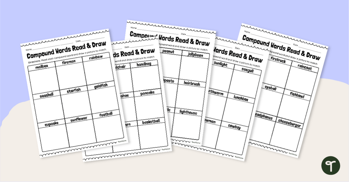 Compound Words Read and Draw Worksheets teaching resource