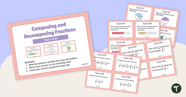 Go to Composing and Decomposing Fractions Task Cards teaching resource