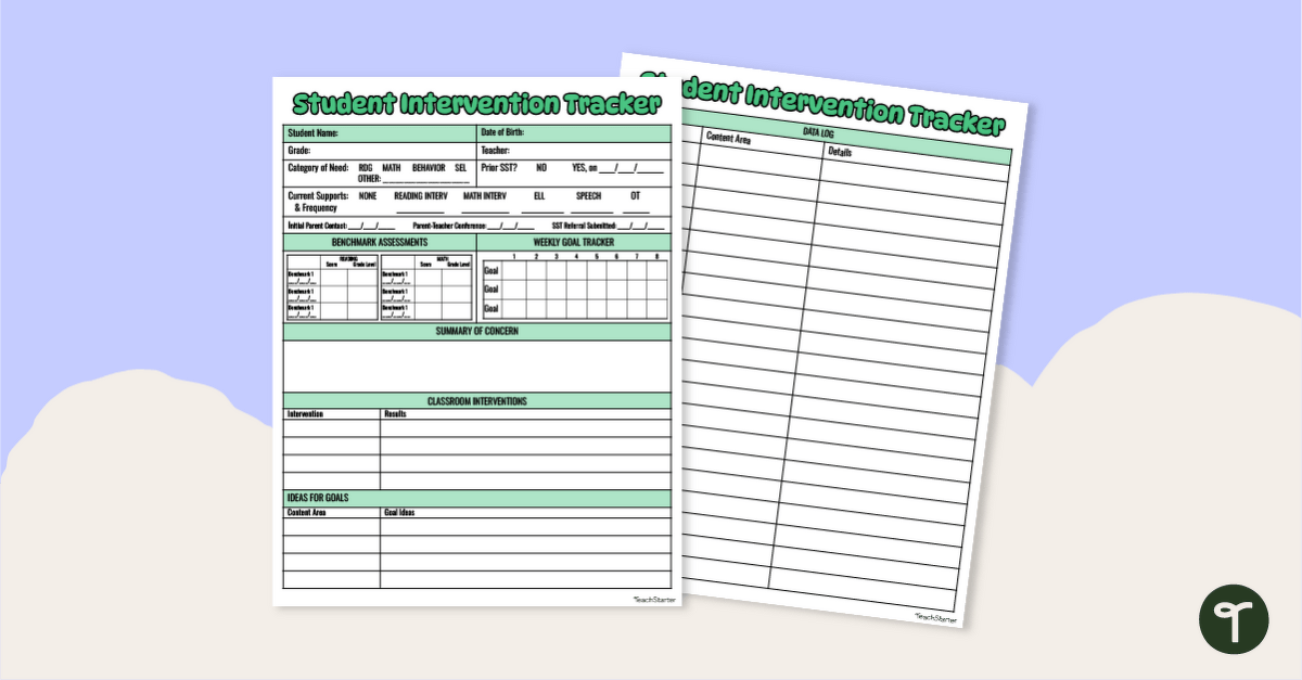 Tiered Tracker for Student Intervention Template teaching resource