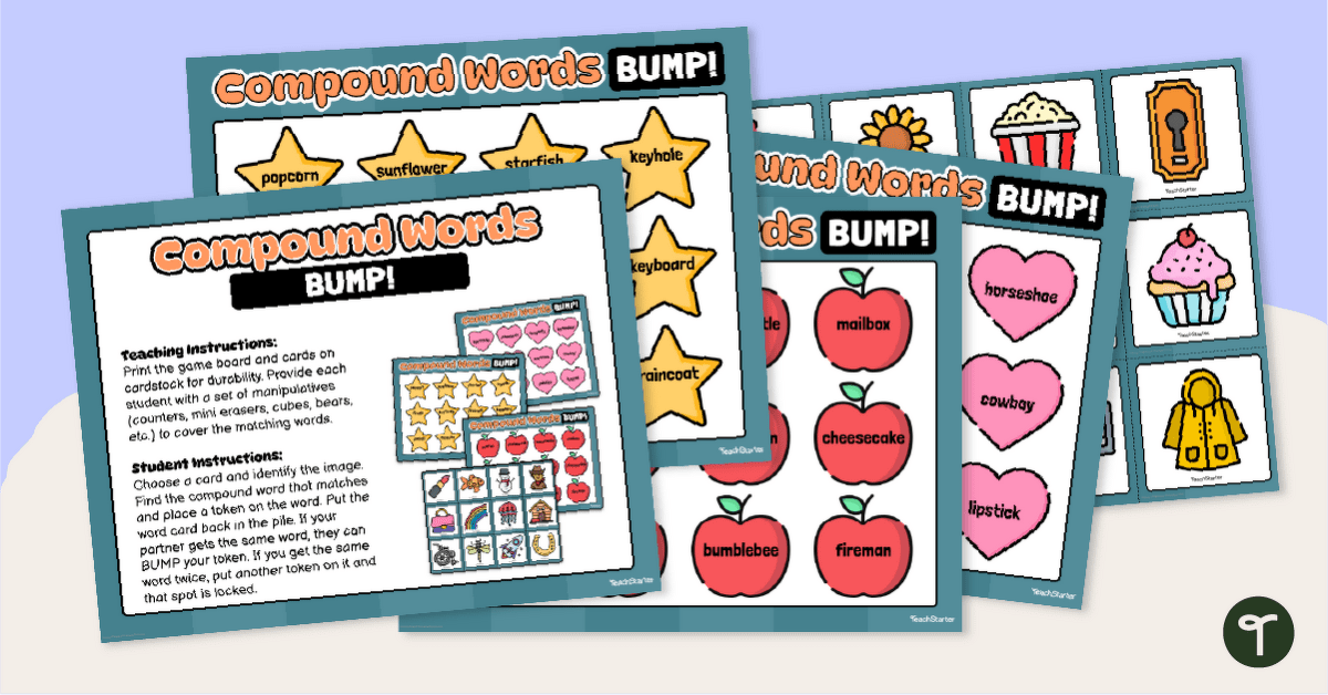 Compound Words Bump Game teaching resource