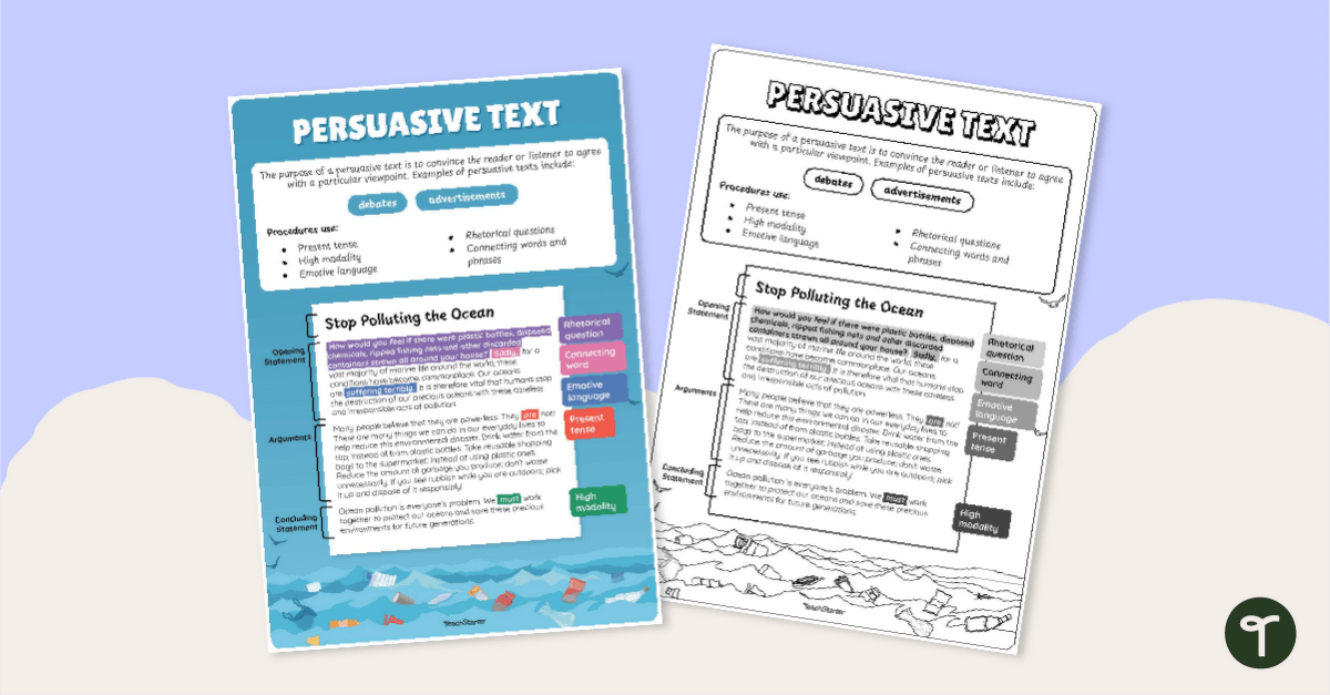 Persuasive Text Type Poster With Annotations teaching resource