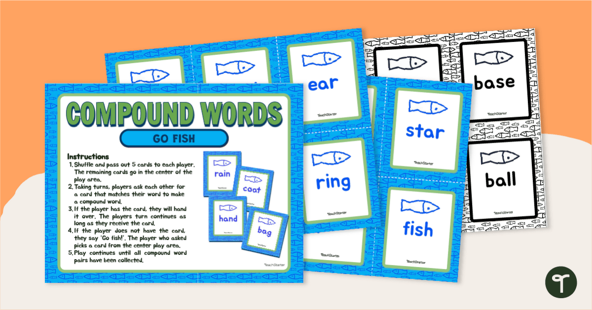 Compound Words Go Fish Game teaching resource