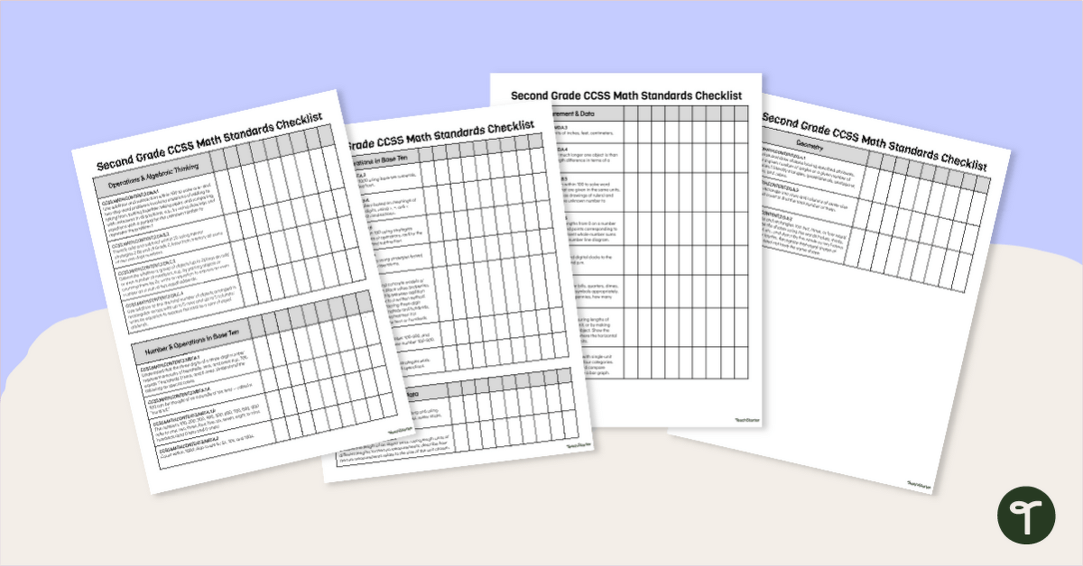 2nd Grade Math Standards Tracker - CCSS teaching resource