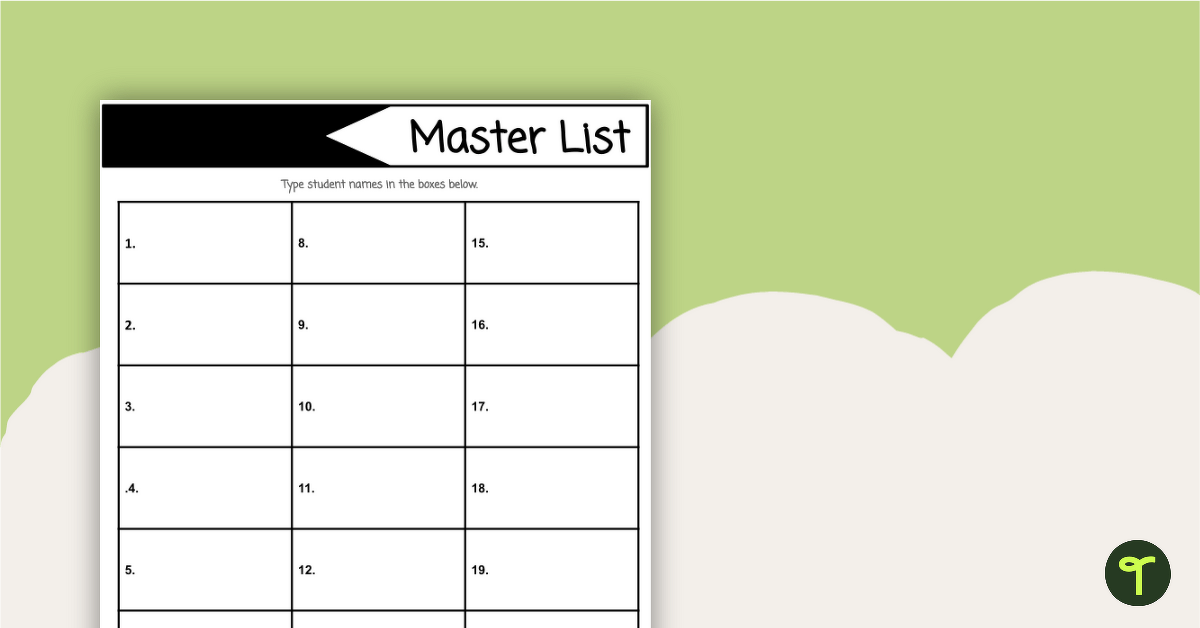 Auto-Fill Class List Template teaching resource