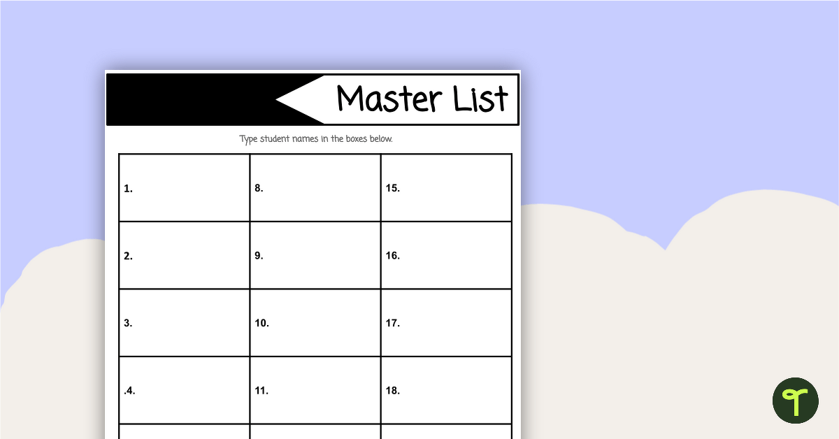 Auto-Fill Class List Template teaching resource
