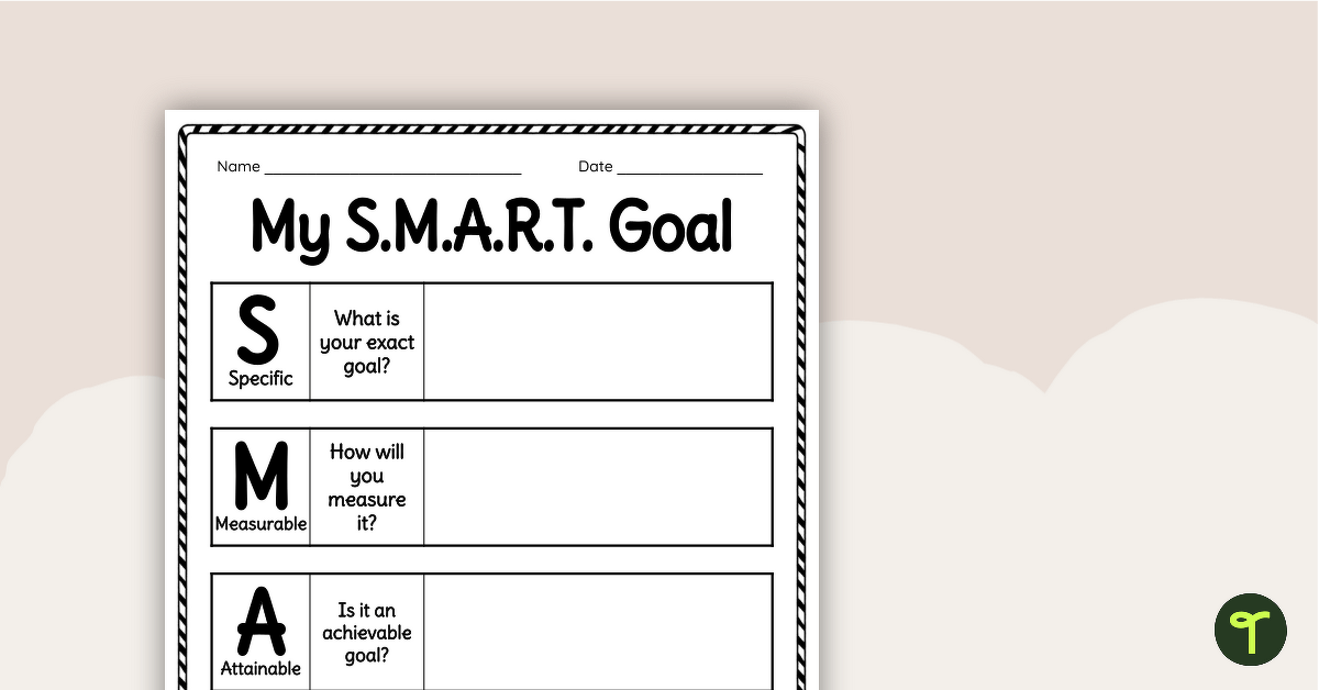 Printable SMART Goals Template teaching resource