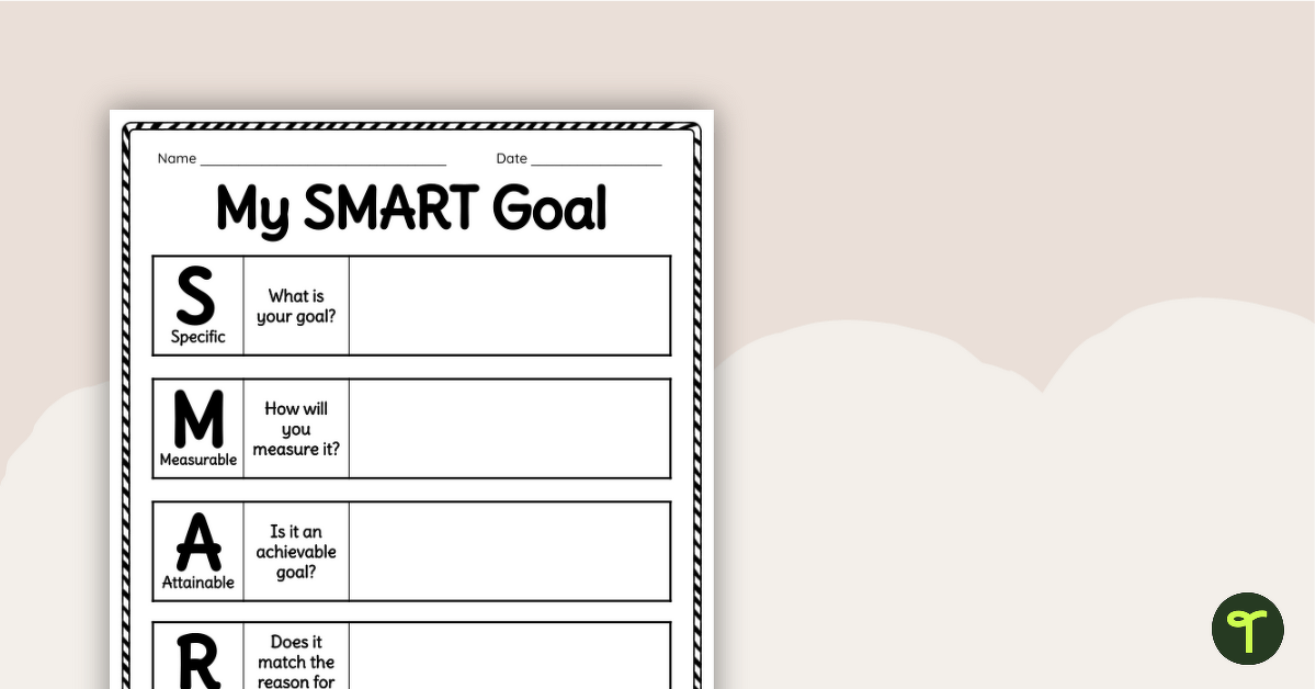 Printable SMART Goals Template teaching resource