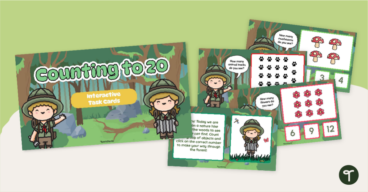 Counting to 20 Interactive Task Cards teaching resource