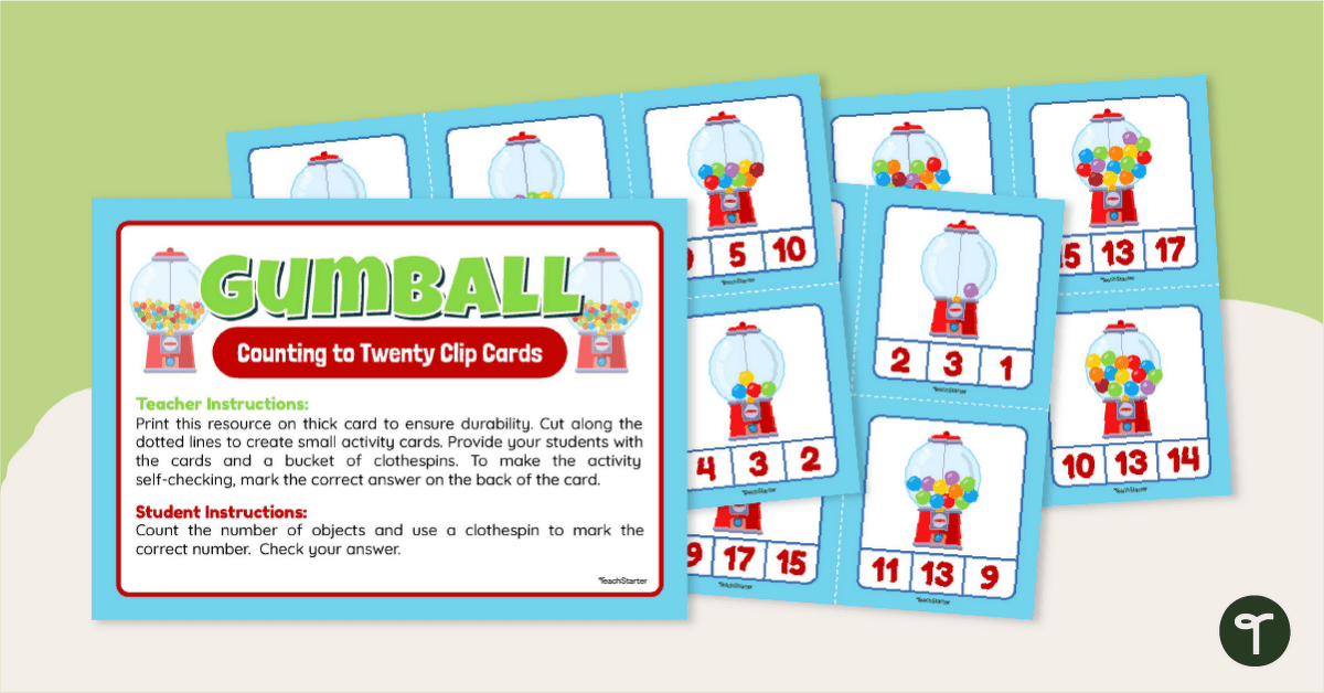 Gumball Counting Clip Cards teaching resource