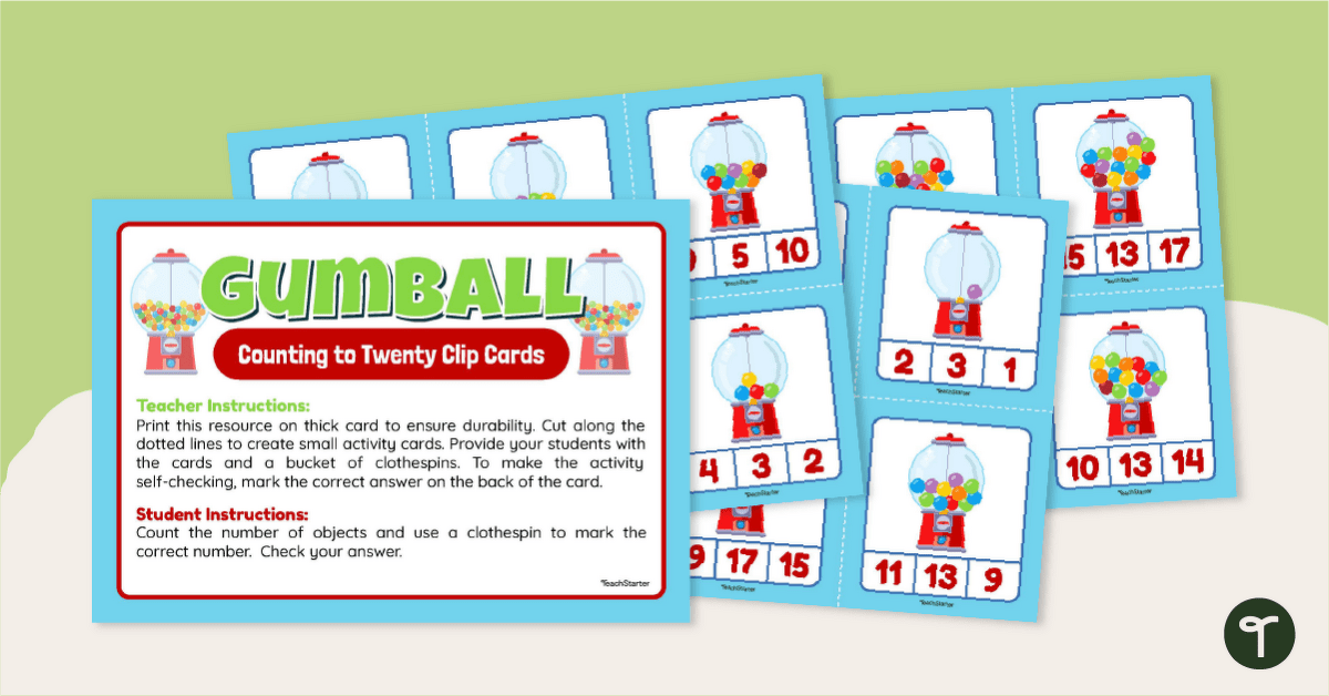 Gumball Counting Clip Cards teaching-resource