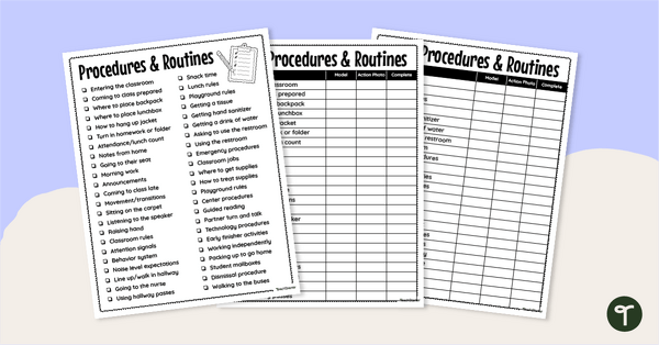 Go to Classroom Procedures Checklist teaching resource