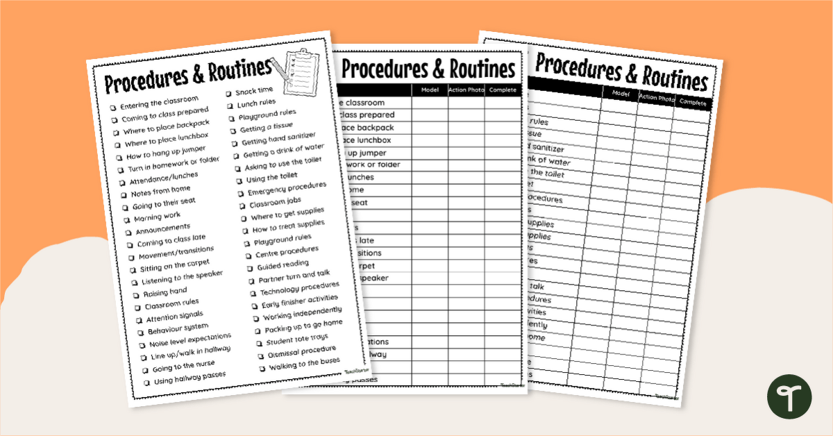 Classroom Procedures Checklist teaching resource
