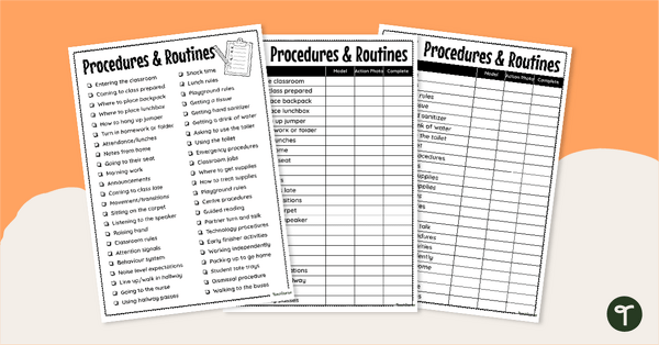 Go to Classroom Procedures Checklist teaching resource