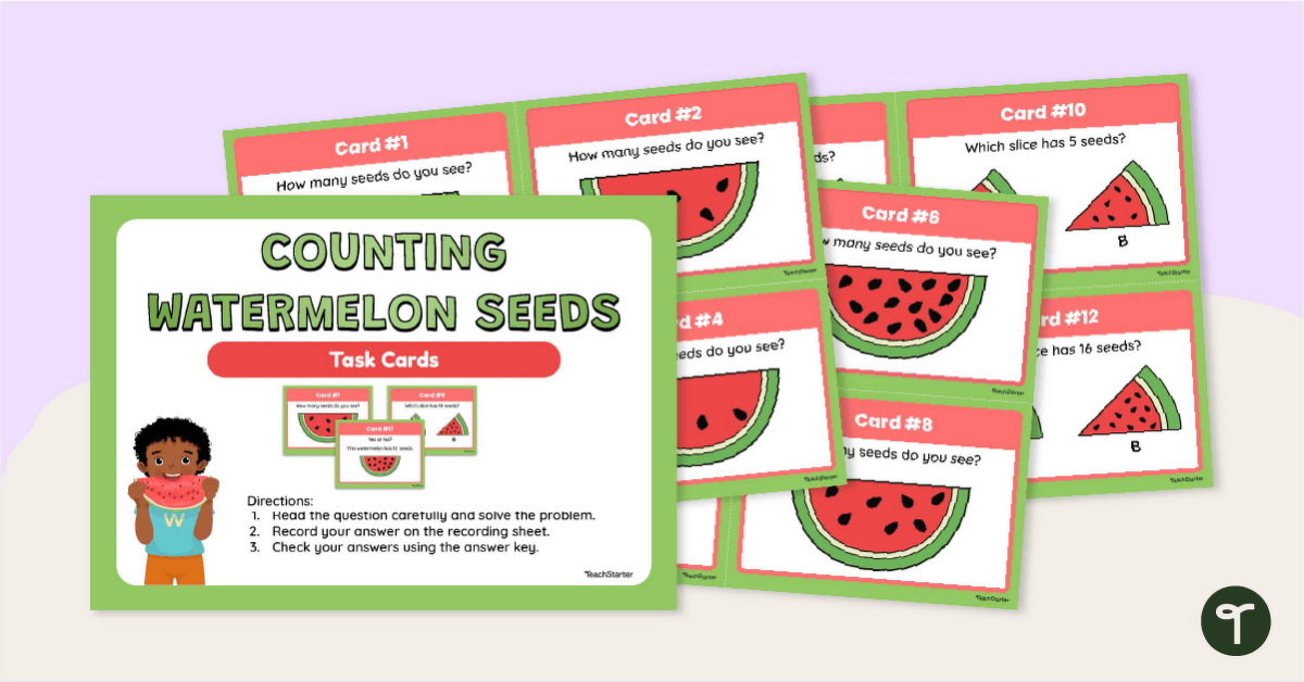 Counting Watermelon Seeds Task Cards teaching resource