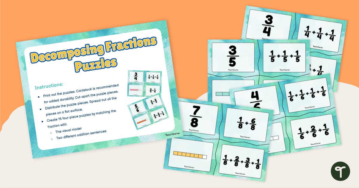 Decomposing Fractions Puzzles teaching resource