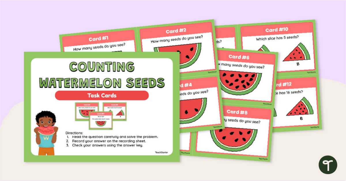 Counting Watermelon Seeds Task Cards teaching-resource