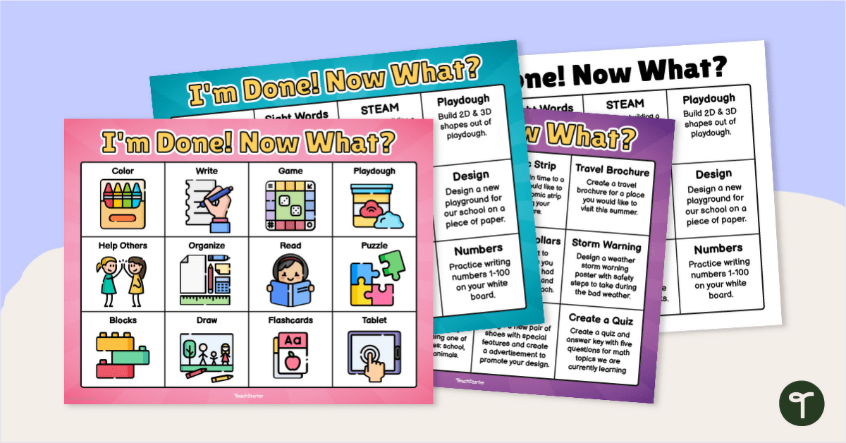 I’m Done, Now What?  Early Finisher Activity Board teaching resource