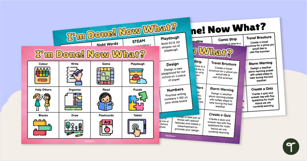 I’m Done, Now What?  Early Finisher Activities Board teaching resource