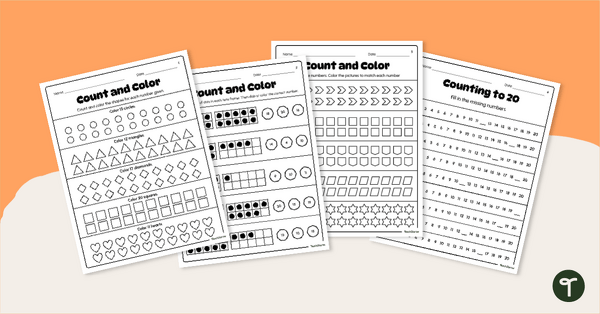Go to Counting 1-20 Worksheet Pack teaching resource