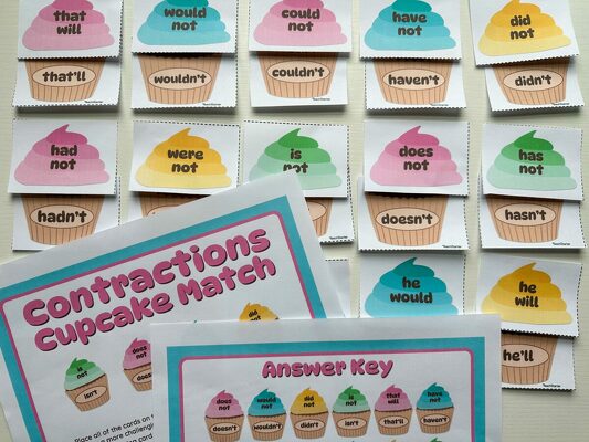 Contractions Cupcake Match teaching-resource