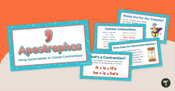 Go to Apostrophes in Contractions Teaching Presentation teaching resource